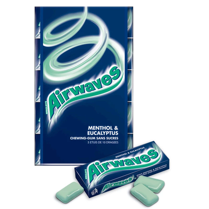 Airwaves 5 étuis x 10 Dragées Menthol & Eucalyptus