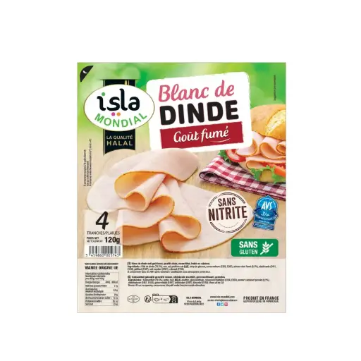[ART-01811] BLANC DE DINDE FUME TRANCHE AVS 120G ISLA MONDIAL