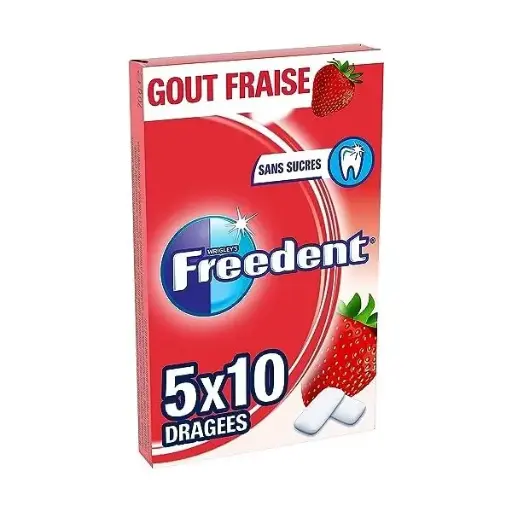 [ART-07968] Freedent 5 étuis x 10 Dragées Fraise